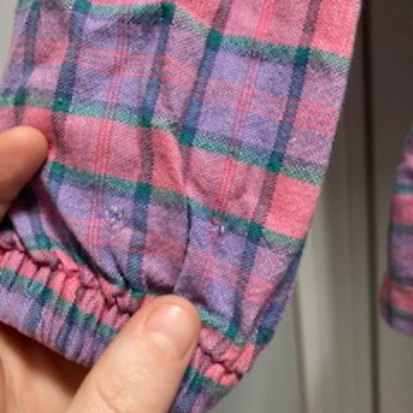 LL Bean Pink and Purple Flannel Lightweight Hoodie Size XS/Small - Picture 5 of 6